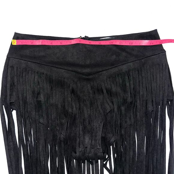iHeartRaves Black High Waisted Cowgirl Festival Fringe Bottoms Skirt Size Large - Picture 11 of 14